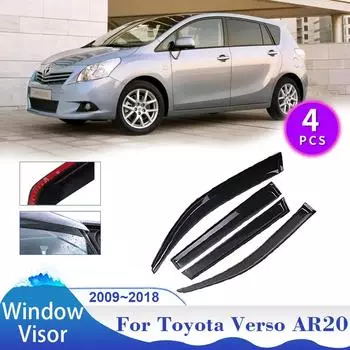 Козырек для окон Toyota Verso AR20 2009~2018 Автомобильные солнцезащитные козырьки для защиты от дождя дефлектор тент укрытие боковые вентиляционные отверстия дымоход внешние аксессуары чёрный