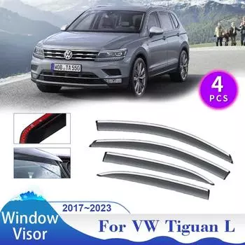 Козырек для окон Volkswagen VW Tiguan L AD BW 2017~2024 Автомобильный дефлектор дымоход солнцезащитный дефлектор боковой наружный аксессуары прозрачный