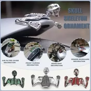 Козырек фары мотоцикла, украшение в виде черепа на шоссе, зомби, переднее крыло, стальной череп, украшение в виде скелета для аксессуаров Harley