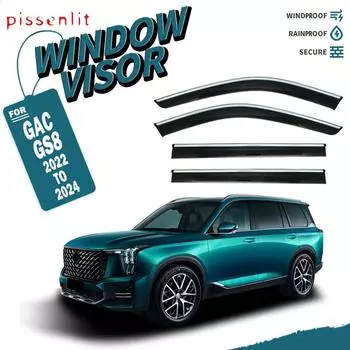 Козырек на окно для GAC GS8 GS8S 2019 2020 2024 2024 2024 2024 Аксессуары Погодные козырьки Хромированный дефлектор Оконная отделка Навесы