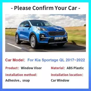 Козырек на окно для Kia Sportage QL 2017~2024, автомобильный дефлектор, дымовой козырек, боковой солнцезащитный козырек, дефлектор, тент, укрытие, внешние аксессуары прозрачный