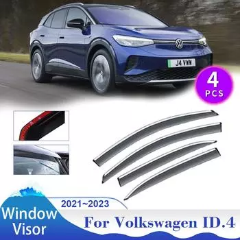 Козырек на окно для Volkswagen VW ID.4 ID4 2024 2024 2024 Боковая защита от дождя Дефлектор Вентиляционный люк Дымоход Навесы Аксессуары для укрытия прозрачный