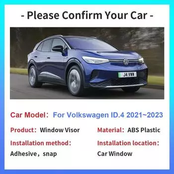 Козырек на окно для Volkswagen VW ID.4 ID4 2024 2024 2024 Боковая защита от дождя Дефлектор Вентиляционный люк Дымоход Навесы Аксессуары для укрытия прозрачный