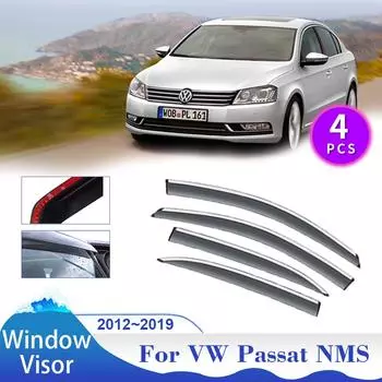 Козырек на окно для Volkswagen VW Passat NMS A32 A33 2012~2019 Солнцезащитные щитки от дождя Дефлектор Автомобильные вентиляционные решетки Дымозащитные чехлы Внешние аксессуары прозрачный