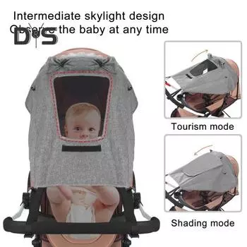 Козырек от солнца для детской коляски с прозрачной защитой от солнца летом, универсальный тент для коляски, водонепроницаемый, с защитой от УФ-излучения, чехол для коляски чёрный