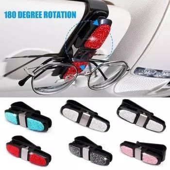 Козырек с блестящими хрустальными стразами, автомобильный солнцезащитный козырек, очки с двусторонним держателем для билетов чёрный