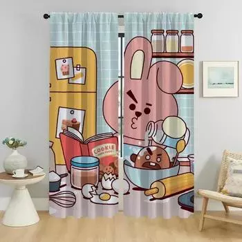 Kpop-B-T-21 Curtains for Living Room Curtain for Room 2 Panel Shades Halloween Decoration Partition Home Interior Curtains Child W50xH70cmx2pcs-CL