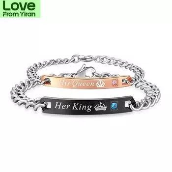 Kpop Couples Matching Charm Bracelet Y2k Gifts For Women Boyfriend Cuban Link Chain Zircon Stainless Steel Jewelry Nct Wholesale розового золота