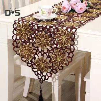 KPOP цветок вышитый обеденный журнальный столик дорожка подставка для столовых приборов домашний декор 40x176cm кофейный