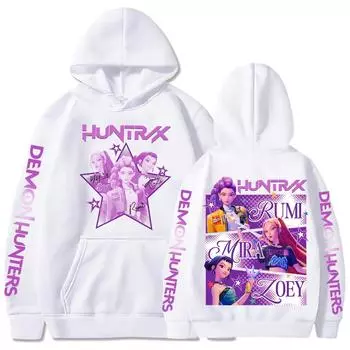 Kpop Demon Hunters Fanmerch Mira Rumi Zoey Huntrix Hoodie Harajuku Pullover Tops Man Woman Sweatshirt Fans Gift S