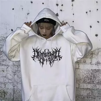 Kpop Gothic Super Big Dark lightning Свободный кардиган с капюшоном и длинными рукавами, пуловер, пальто из хлопка Y2K Oversize Thin Flame Sweatshirt S синий