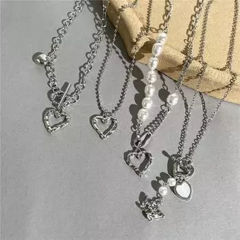 Kpop Heart Chain Choker Ожерелье Для Женщин Воротник Готические Ожерелья Эстетические Украшения Рождественская Вечеринка Девушка Хэллоуин Новый Chocker