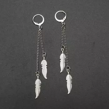 KPOP модные титановые стальные перья с кисточками висячие серьги корейские украшения