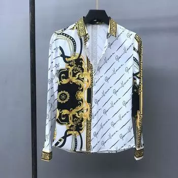 KPOP модный стиль Harajuku облегающие топы свободная универсальная повседневная рубашка с острым воротником в Корейском стиле с принтом и длинными рукавами Blusa L белый