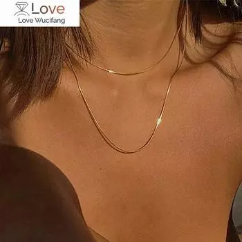 Kpop Женское ожерелье-чокер с золотой цепочкой на шею, тонкая цепочка на шею, минималистичный кулон, ювелирное изделие, ошейник-чокер для девочки
