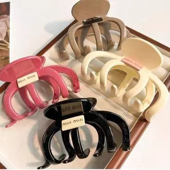 Краб заколка для волос коготь большой полый держатель для хвоста зажим модный женский коготь для волос для женщин девочек бежевый