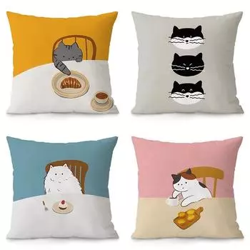 Крадущийся котенок Декоративная наволочка для спальни, гостиной, квадратная подушка, наволочка 40x40cm