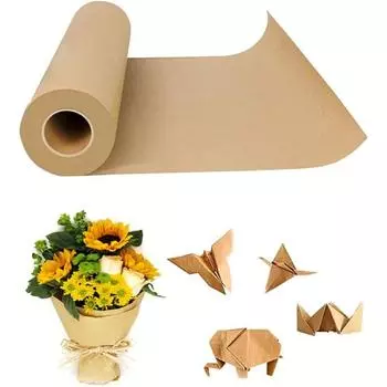 Крафт-бумага Рулоны крафт-бумаги Коричневая упаковочная бумага для подарочной упаковки, упаковки, доставки, салфеток, напольных покрытий, декоративно-прикладного искусства 38*500cm/15*197in