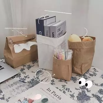 Kraft Paper Bag Simple Packaging Bag Desktop Makeup Brush Lipstick Stationery Sundry Organizing Bag Small 20pcs жёлтый