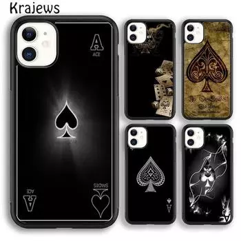 Krajews Ace of Spades Poker новый мягкий чехол для телефона iPhone 14 5 SE 6s 7 8 plus XR XS 11 12 13 pro max Samsung S21 S22ultra iPhone 6plus