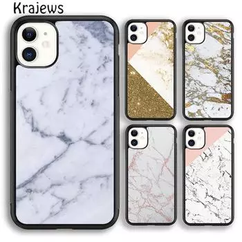 Krajews Black and gold marble Phone Case Cover For iPhone 14 5 SE 6s 7 8 plus X XR XS 11 12 13 pro max Samsung S21 S22ultra Plus iPhone 6plus