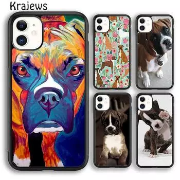 Krajews Boxer Dog милый забавный чехол для телефона iPhone 14 5 SE 6s 7 8 plus XR XS 11 12 13 pro max Samsung Galaxy S21 S22ultra iPhone 6plus