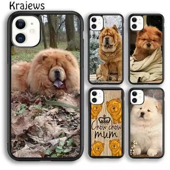Чехол для телефона Krajews CHOW CHOW с собачьим принтом для iPhone 14 5 6s 7 8 plus X XR XS 11 12 13 pro max Samsung S21 S22ultra Plus iPhone 6plus