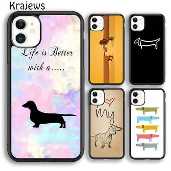 Krajews Dachshund Dog Ballon Soft Phone Case Cover For iPhone 14 5 6s 7 8 plus XR XS 11 12 13 pro max Samsung S21 S22ultra Plus iPhone 6plus