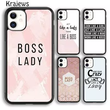 Krajews Действуй как леди Подними как босс Чехол для телефона iPhone 14 5 SE 6 7 8 plus X XR XS 11 12 13 pro max Samsung S21 S22ultra iPhone 6plus