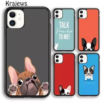 Чехол для телефона Krajews с французским бульдогом и наклейкой на автомобиль для iPhone 14 5 6s 7 8 plus X XR XS 11 12 13 pro max Samsung S21 S22ultra Plus iPhone 6plus