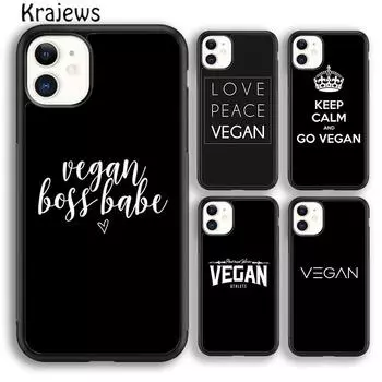 Krajews Keep Calm and Go Vegan Phone Case Cover For iPhone 14 5 6s 7 8 plus 11 12 13 pro X XR XS max Samsung Galaxy S21 S22ultra iPhone 6plus