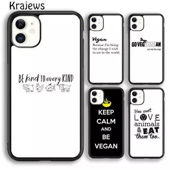 Krajews Love Animal Vegan Quotes Phone Case Cover For iPhone 14 5 6s 7 8 plus X XR XS 11 12 13 pro max Samsung S21 S22ultra Plus iPhone 6plus