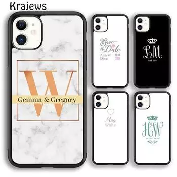 Krajews PERSONALISED WEDDING BRIDE GROOM Phone Case For iPhone 14 5 SE 6s 7 8 plus 11 12 13 pro X XR XS max Samsung S21 S22ultra iPhone 6plus