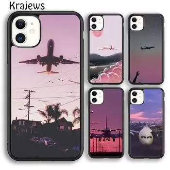Krajews розовый дорожный самолет чехол для телефона чехол для iPhone 14 5 SE 6s 7 8 plus XR XS 11 12 13 pro max Galaxy S21 S22 Plus iPhone 6plus
