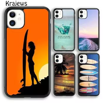 Krajews Summer Beach Sun Surfing Phone Case Cover For iPhone 14 6s 7 8 plus X XR XS 11 12 13 pro max Samsung Galaxy S21 S22ultra iPhone 6plus