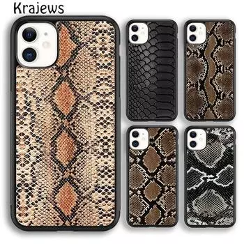 Krajews текстура змеиной кожи, модный чехол для телефона для iPhone 14 6s 7 8 plus X XR XS 11 12 13 pro max Samsung S21 S22ultra Plus iPhone 6plus