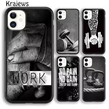 Krajews Тренировка Мотивация Фитнес Цитаты из спортзала Чехол для телефона Чехол для iPhone 14 5 6s 7 8 plus XR XS 11 12 13 pro max Galaxy S21 S22 iPhone 6plus