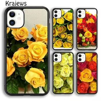 Krajews Yellow Bouquet Soft Phone Case Cover For iPhone 14 5 SE 6s 7 8 plus X XR XS 11 12 13 pro max Samsung Galaxy S21 S22ultra iPhone 6plus