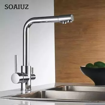 Кран для кухонной раковины Фильтр для кухни Смесители для палубы Смеситель Вращение на 360 градусов с функциями очистки воды Смеситель G1/2