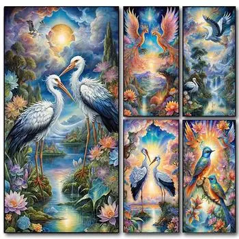 Кран Феникс алмазная живопись Новый 2024 ювелирные изделия вышивка крестиком полный квадратный круглый Diy Алмазная мозаика вышивка крестиком домашний декор искусство square 30x60cm белый