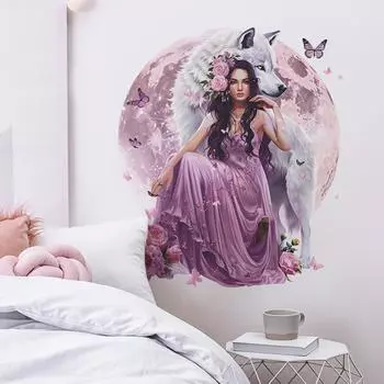 Красавица и Волк Спальня Гостиная Домашнее украшение Наклейки на стену Самоклеящиеся 35*60CM*2PCS/fun-g13