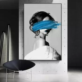 Красавица-модель девушки с волосами. Плакаты и принты, современная черно-белая картина, настенное искусство маникюрного салона, картина на холсте, декор стен 21x30cm No Framed