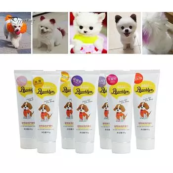 Краска для шерсти животных с растительными экстрактами различных цветов в тюбике по 80 грамм бирюзовый зеленый