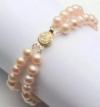 КРАСИВЫЙ НАТУРАЛЬНЫЙ КРУГЛЫЙ БРАСЛЕТ С РОЗОВЫМ ЖЕМЧУГОМ ЮЖНОГО МОРЯ 8-9 мм