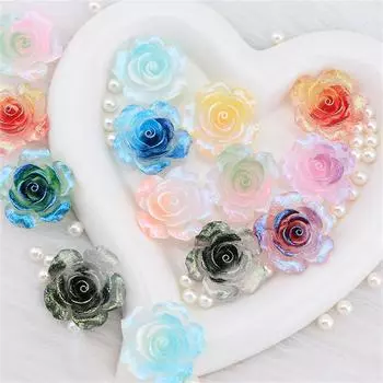 Красивая 37 мм светящаяся в темноте роза большой цветок отделка стразами смола плоская задняя часть шпилька своими руками ювелирные изделия аксессуары 2 шт./лот One Size