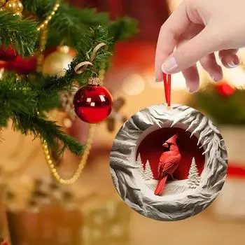 Красивая акриловая подвеска в виде птицы на рождественскую елку, декоративные безделушки на рождественскую елку, декоративная подвеска для семейной вечеринки 01#