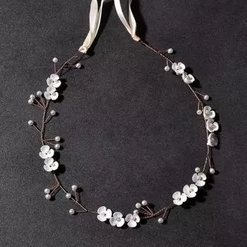 Красивая элегантная легкая повязка на голову невесты с искусственным жемчугом и цветком, свадебный головной убор, аксессуары для волос розового золота