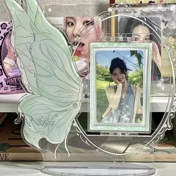 Красивая бабочка акриловый держатель для фотокарты сложный дизайн вращающийся идол звезда дисплей стенд акриловые украшения держатель для карт красный