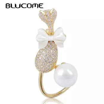 Красивая брошь с изображением кота, бантом, золотого цвета, медные украшения для женщин, одежда для девочек, булавки для воротника шляпы серебряный