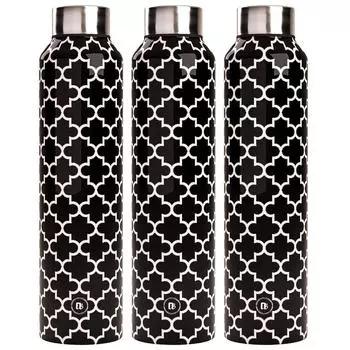 Красивая бутылка для воды из нержавеющей стали 1 литр Набор из 3 бутылок Для офиса дома школы холодильника спортзала